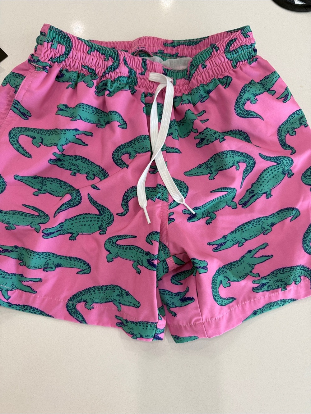 chubbies Pink Swim Trunks with Green Alligator Motif like new